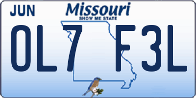MO license plate OL7F3L
