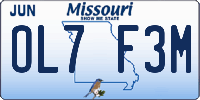 MO license plate OL7F3M