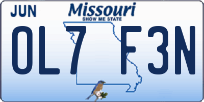 MO license plate OL7F3N