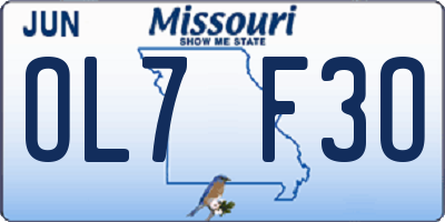 MO license plate OL7F3O
