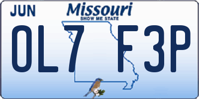 MO license plate OL7F3P