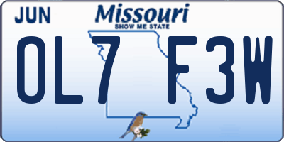 MO license plate OL7F3W