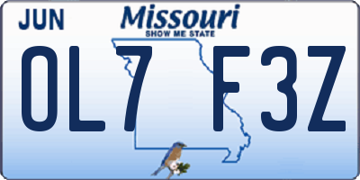 MO license plate OL7F3Z