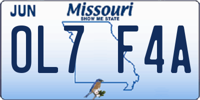 MO license plate OL7F4A