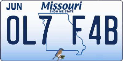 MO license plate OL7F4B