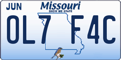 MO license plate OL7F4C