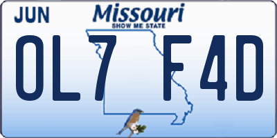 MO license plate OL7F4D