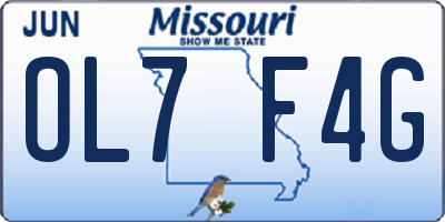 MO license plate OL7F4G