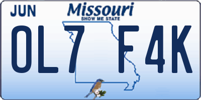 MO license plate OL7F4K