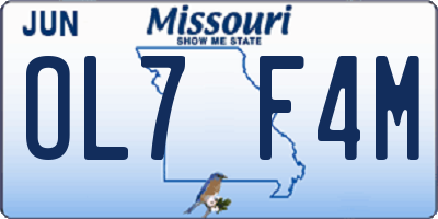 MO license plate OL7F4M