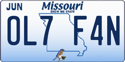 MO license plate OL7F4N