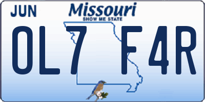 MO license plate OL7F4R