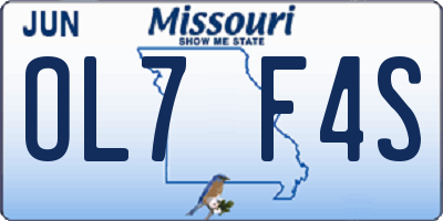 MO license plate OL7F4S