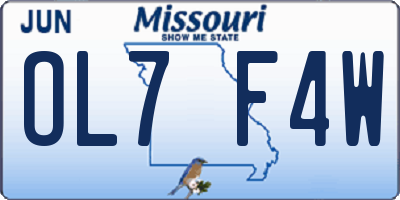 MO license plate OL7F4W