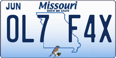 MO license plate OL7F4X