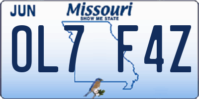 MO license plate OL7F4Z