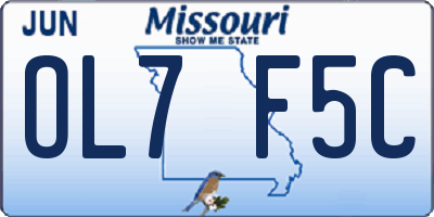 MO license plate OL7F5C