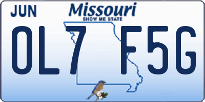 MO license plate OL7F5G