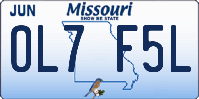 MO license plate OL7F5L
