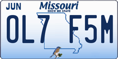 MO license plate OL7F5M