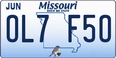 MO license plate OL7F5O