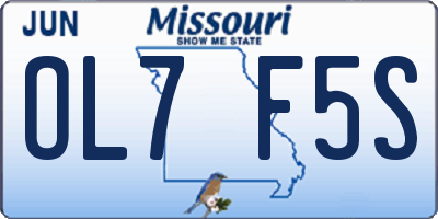 MO license plate OL7F5S