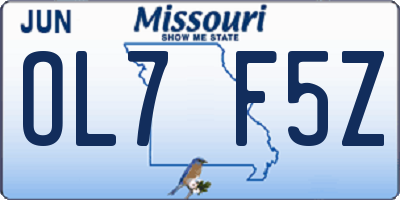 MO license plate OL7F5Z