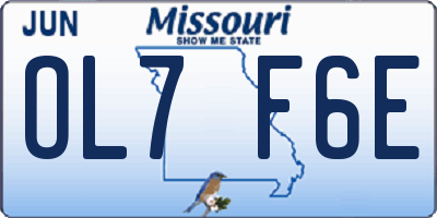 MO license plate OL7F6E