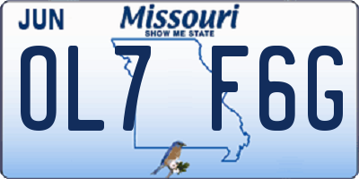 MO license plate OL7F6G