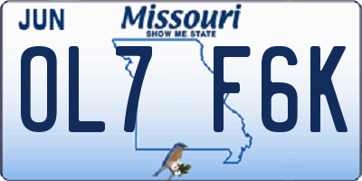 MO license plate OL7F6K