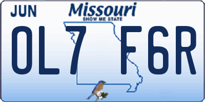 MO license plate OL7F6R