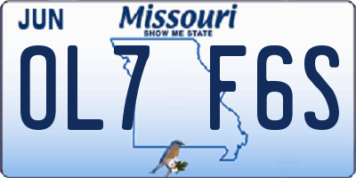 MO license plate OL7F6S