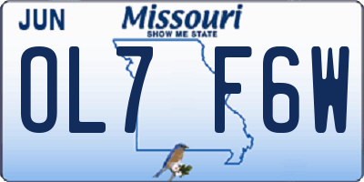 MO license plate OL7F6W