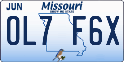 MO license plate OL7F6X