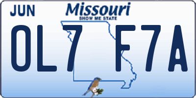 MO license plate OL7F7A