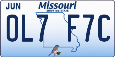 MO license plate OL7F7C