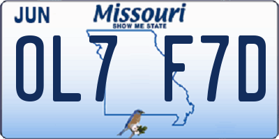 MO license plate OL7F7D