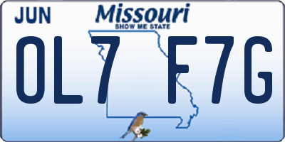 MO license plate OL7F7G