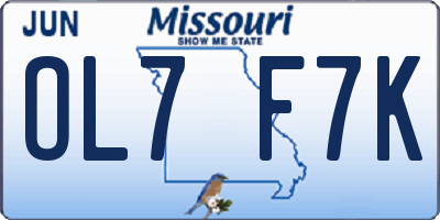 MO license plate OL7F7K