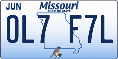 MO license plate OL7F7L