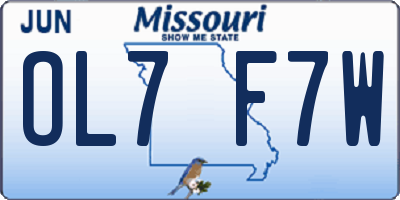 MO license plate OL7F7W
