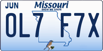 MO license plate OL7F7X