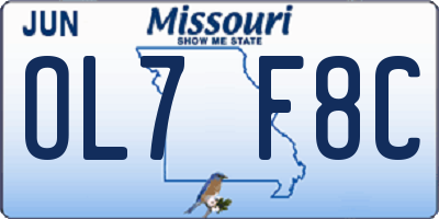 MO license plate OL7F8C