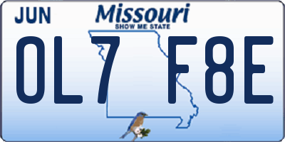 MO license plate OL7F8E