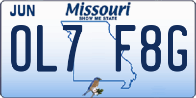 MO license plate OL7F8G