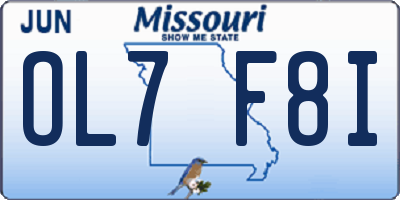 MO license plate OL7F8I