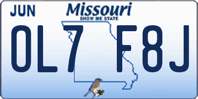 MO license plate OL7F8J