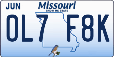 MO license plate OL7F8K