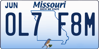 MO license plate OL7F8M
