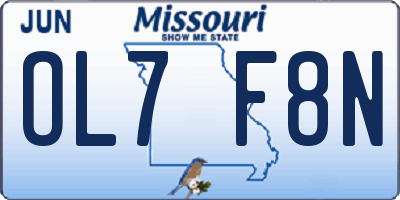 MO license plate OL7F8N